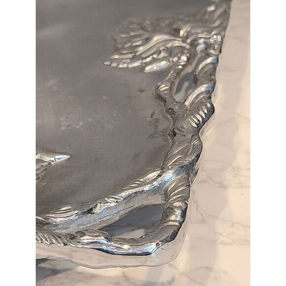 Arthur Court 2002 19" Oblong Serving Tray Vines & Grape Grapevine Footed GUC - Picture 6 of 11